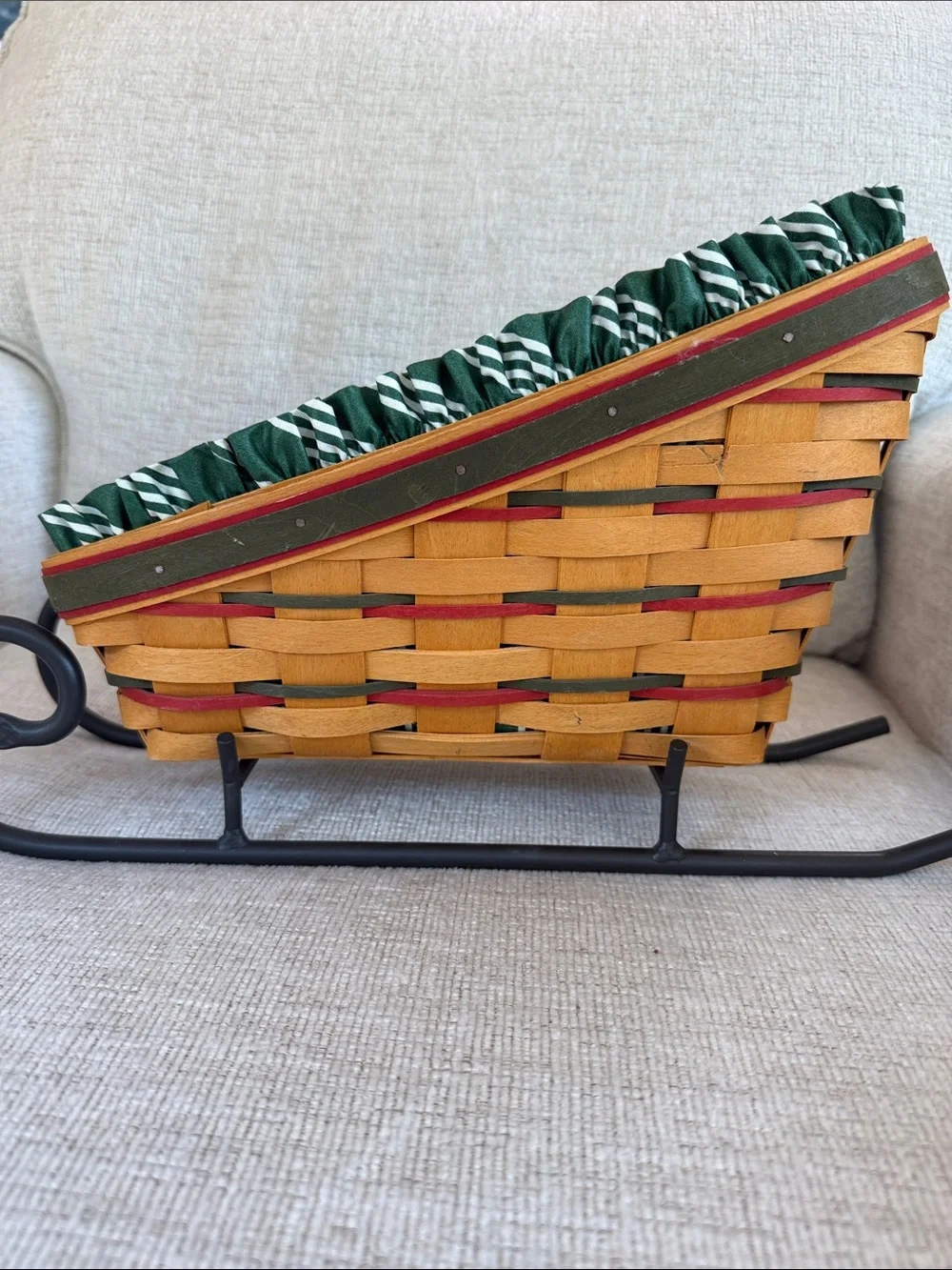 Longaberger Large Sleigh 1998 Basket with accessories